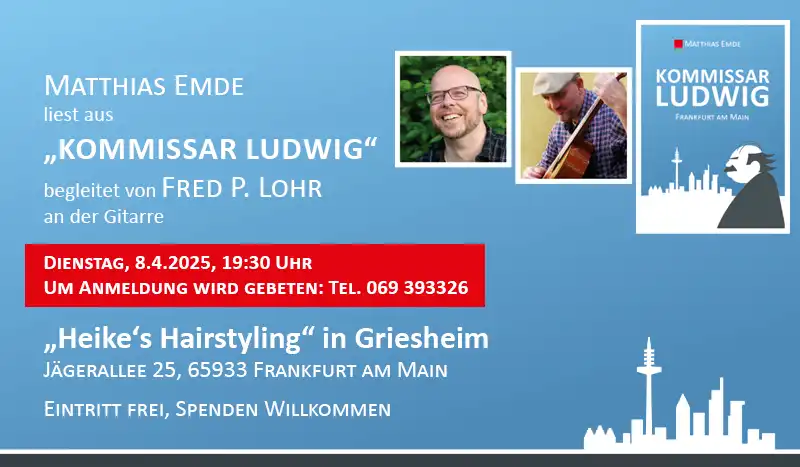 Flyer Lesung in Griesheim am 8. April 2025